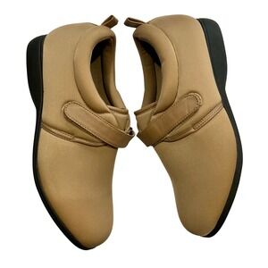 Angel Steps Comfort Loafers Diabetic Tan Stretch Fabric Strap Shoes 10 Wide NWOT